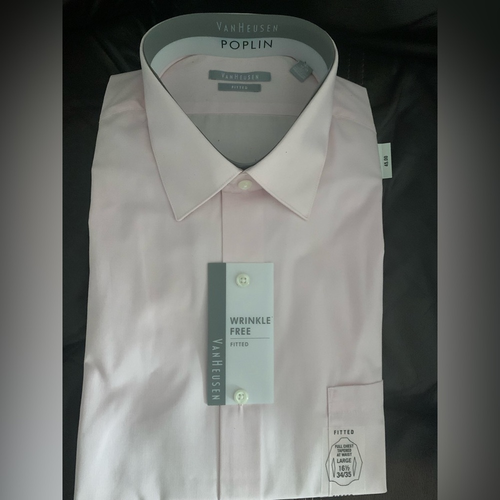 Van Heusen Men's Pink, Blue, and Striped Dress Shirts - Picture 2 of 7
